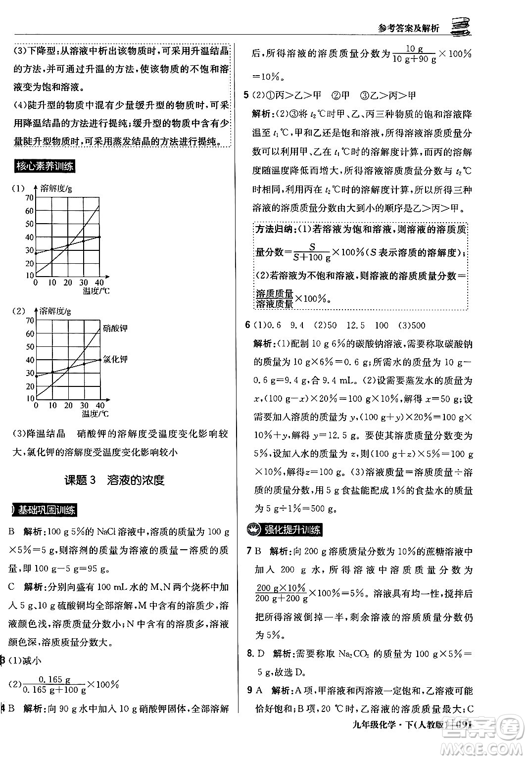 北京教育出版社2024年春1+1輕巧奪冠優(yōu)化訓(xùn)練九年級化學(xué)下冊人教版答案