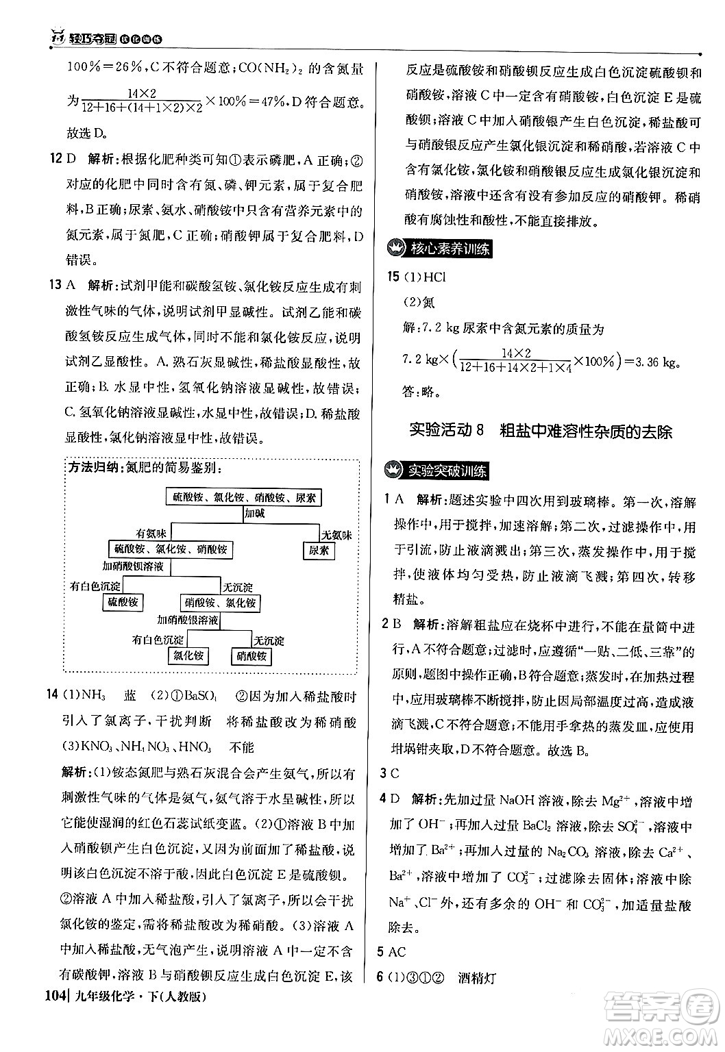 北京教育出版社2024年春1+1輕巧奪冠優(yōu)化訓(xùn)練九年級化學(xué)下冊人教版答案