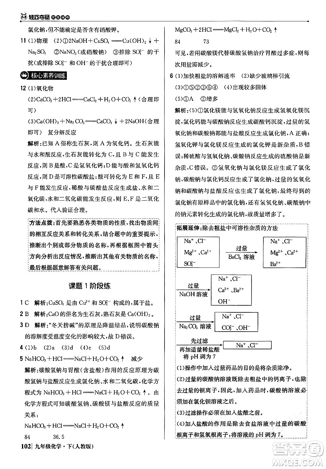 北京教育出版社2024年春1+1輕巧奪冠優(yōu)化訓(xùn)練九年級化學(xué)下冊人教版答案