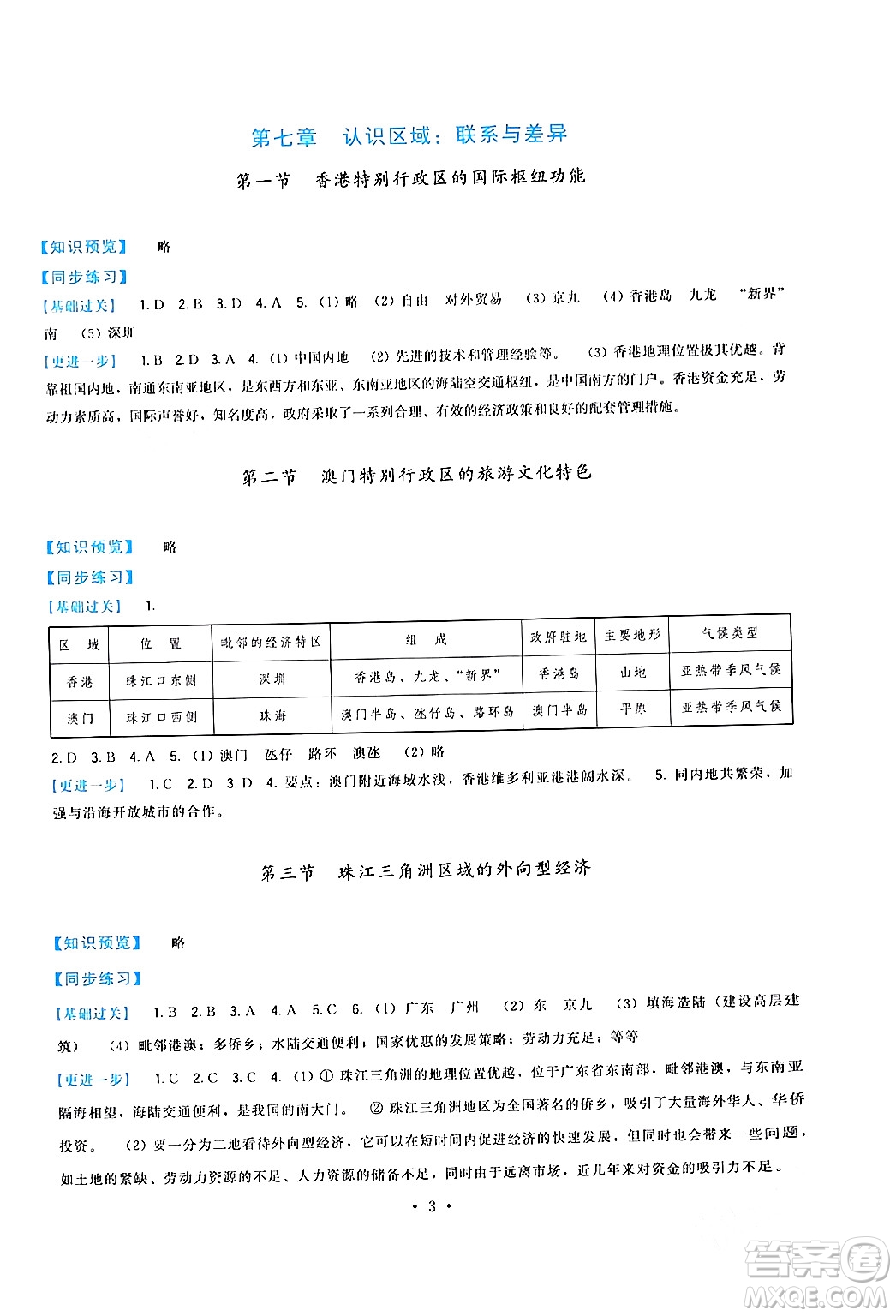 福建人民出版社2024年春頂尖課課練八年級地理下冊湘教版答案