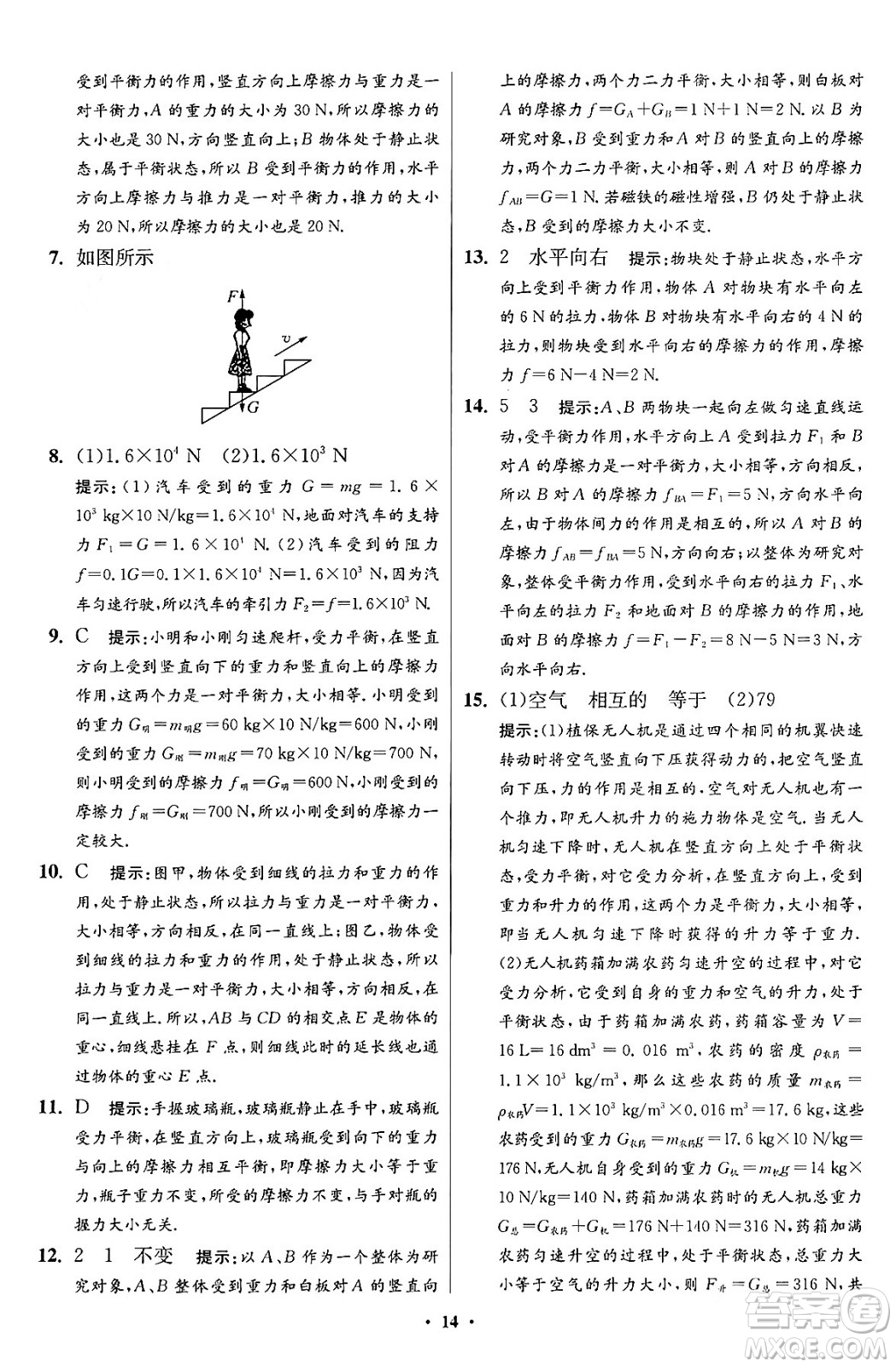 江蘇鳳凰科學(xué)技術(shù)出版社2024年春初中物理小題狂做提優(yōu)版八年級(jí)物理下冊蘇科版答案