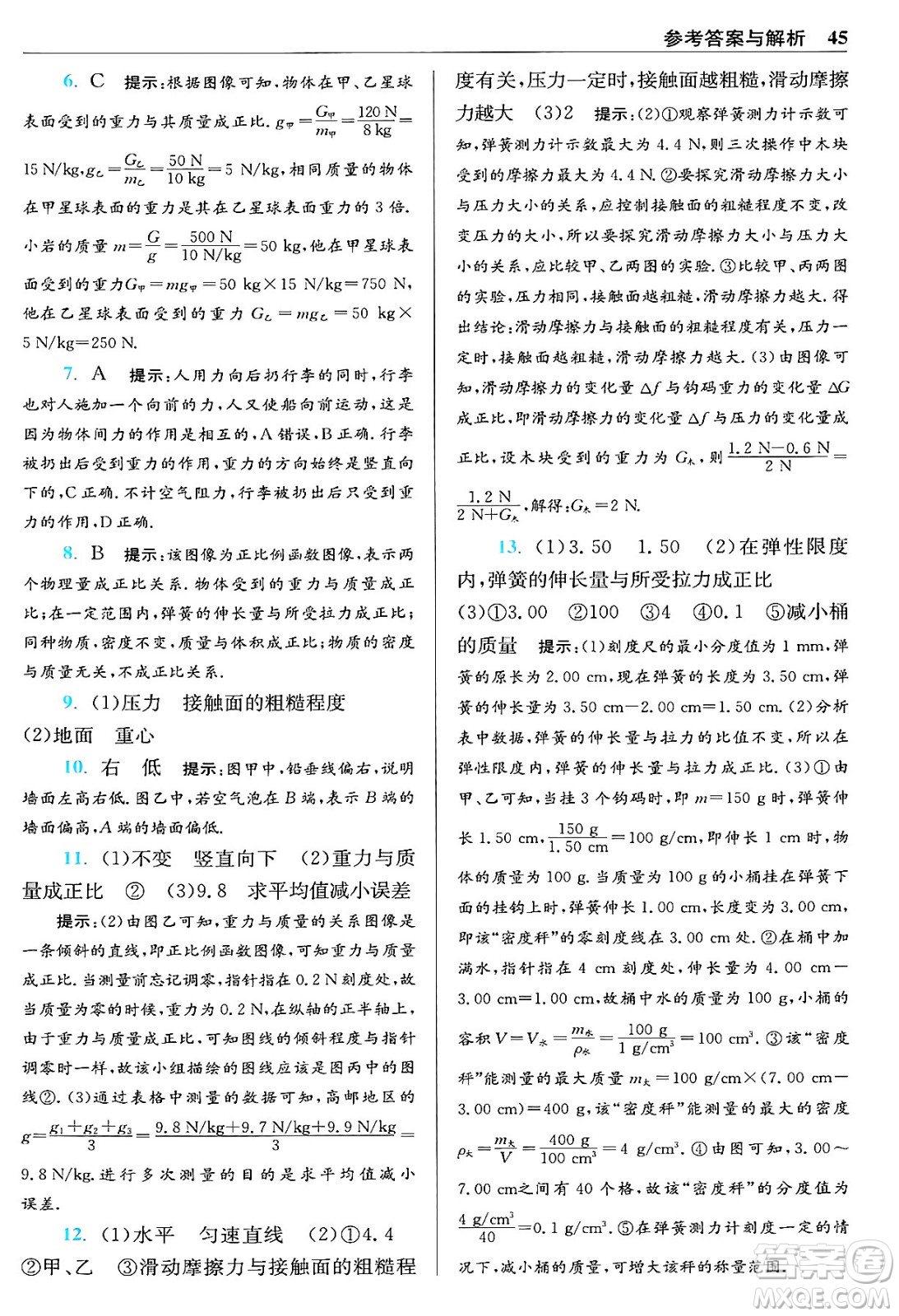 江蘇鳳凰科學(xué)技術(shù)出版社2024年春初中物理小題狂做提優(yōu)版八年級(jí)物理下冊蘇科版答案