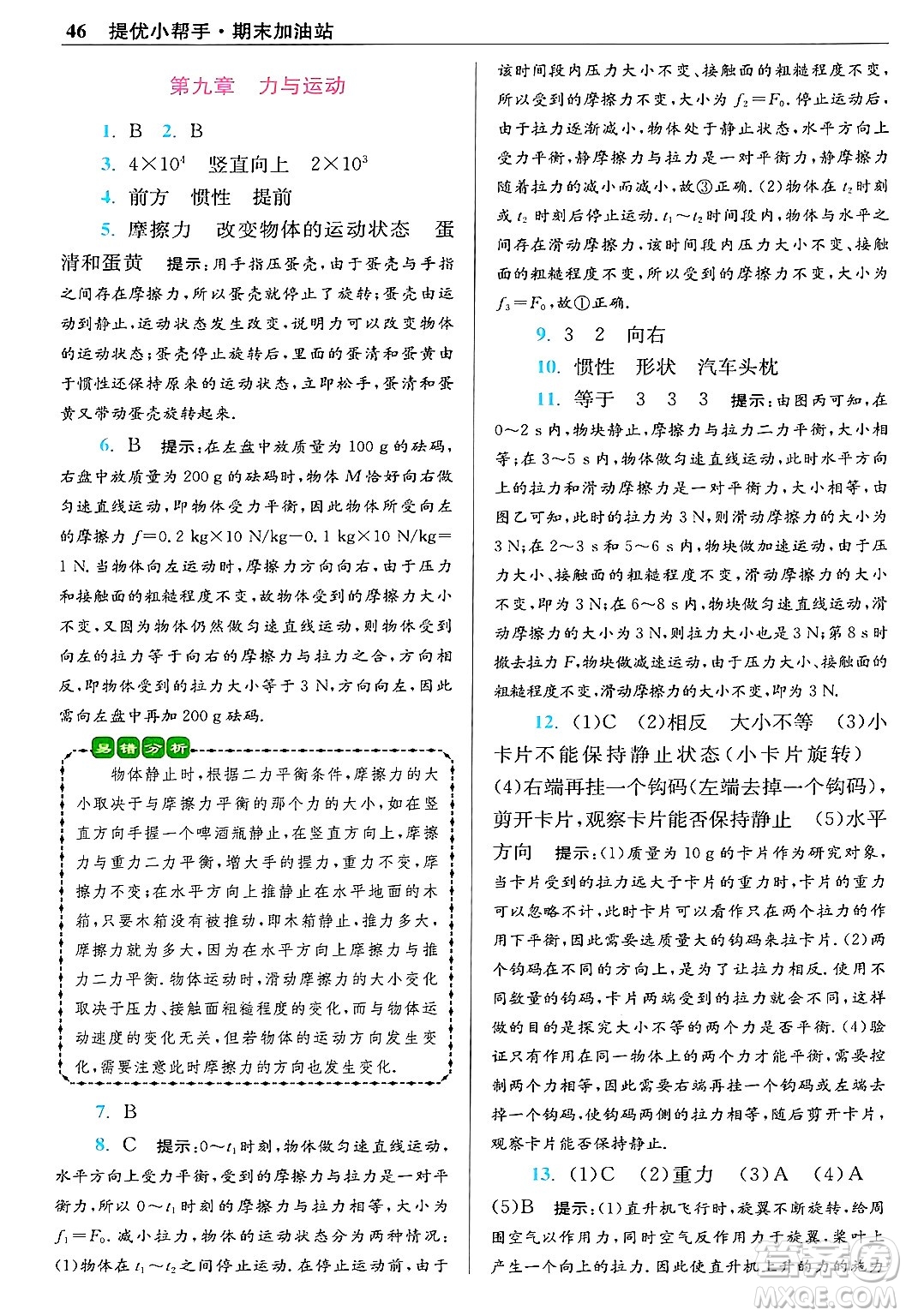 江蘇鳳凰科學(xué)技術(shù)出版社2024年春初中物理小題狂做提優(yōu)版八年級(jí)物理下冊蘇科版答案