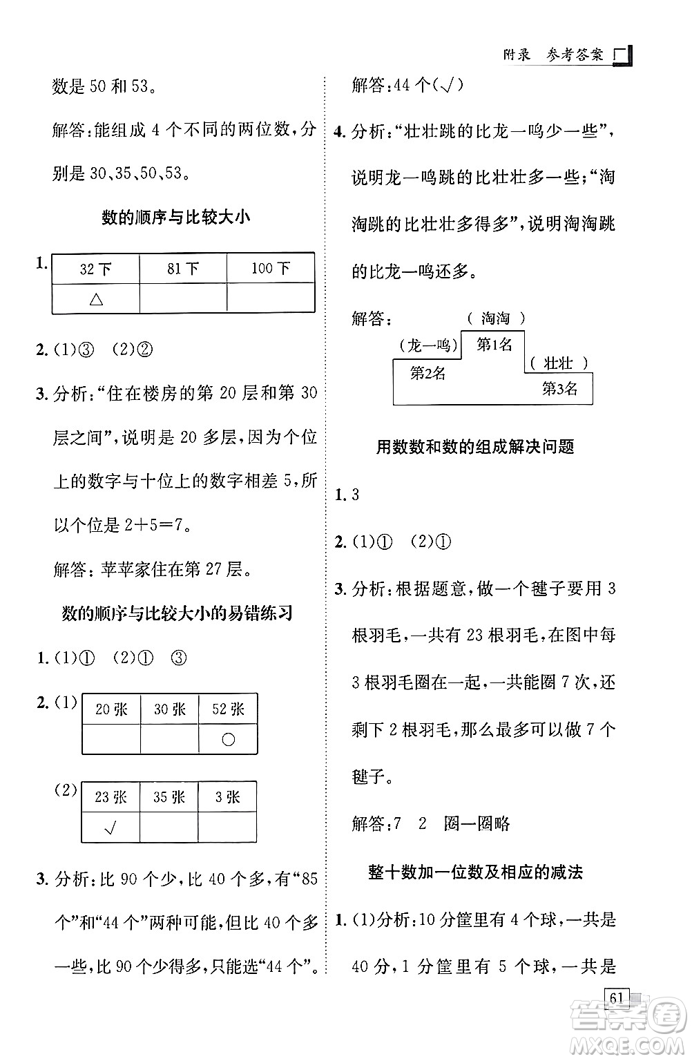 龍門書局2024年春黃岡小狀元解決問題天天練一年級數學下冊人教版答案