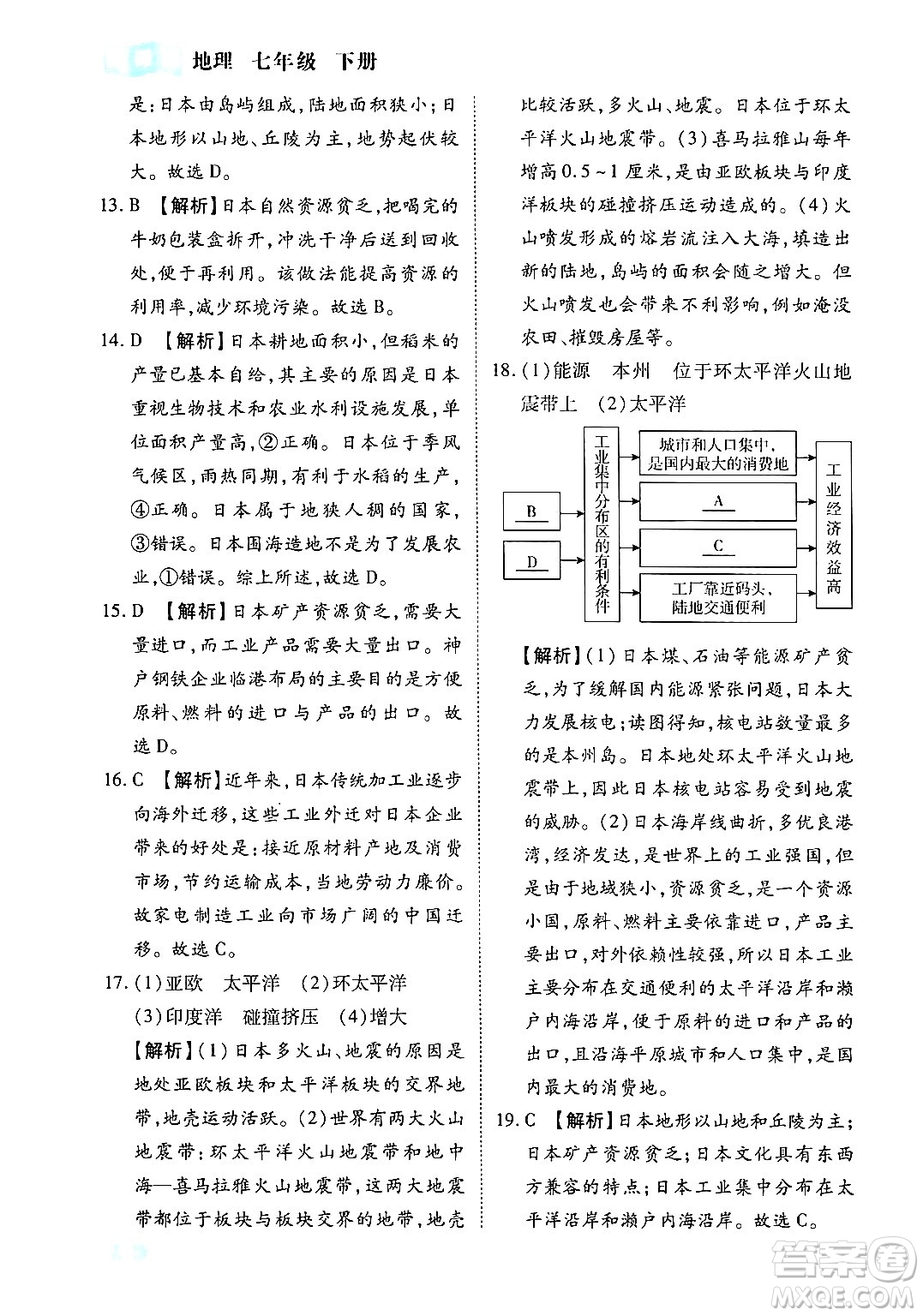 西安出版社2024年春課課練同步訓(xùn)練七年級(jí)地理下冊(cè)人教版答案