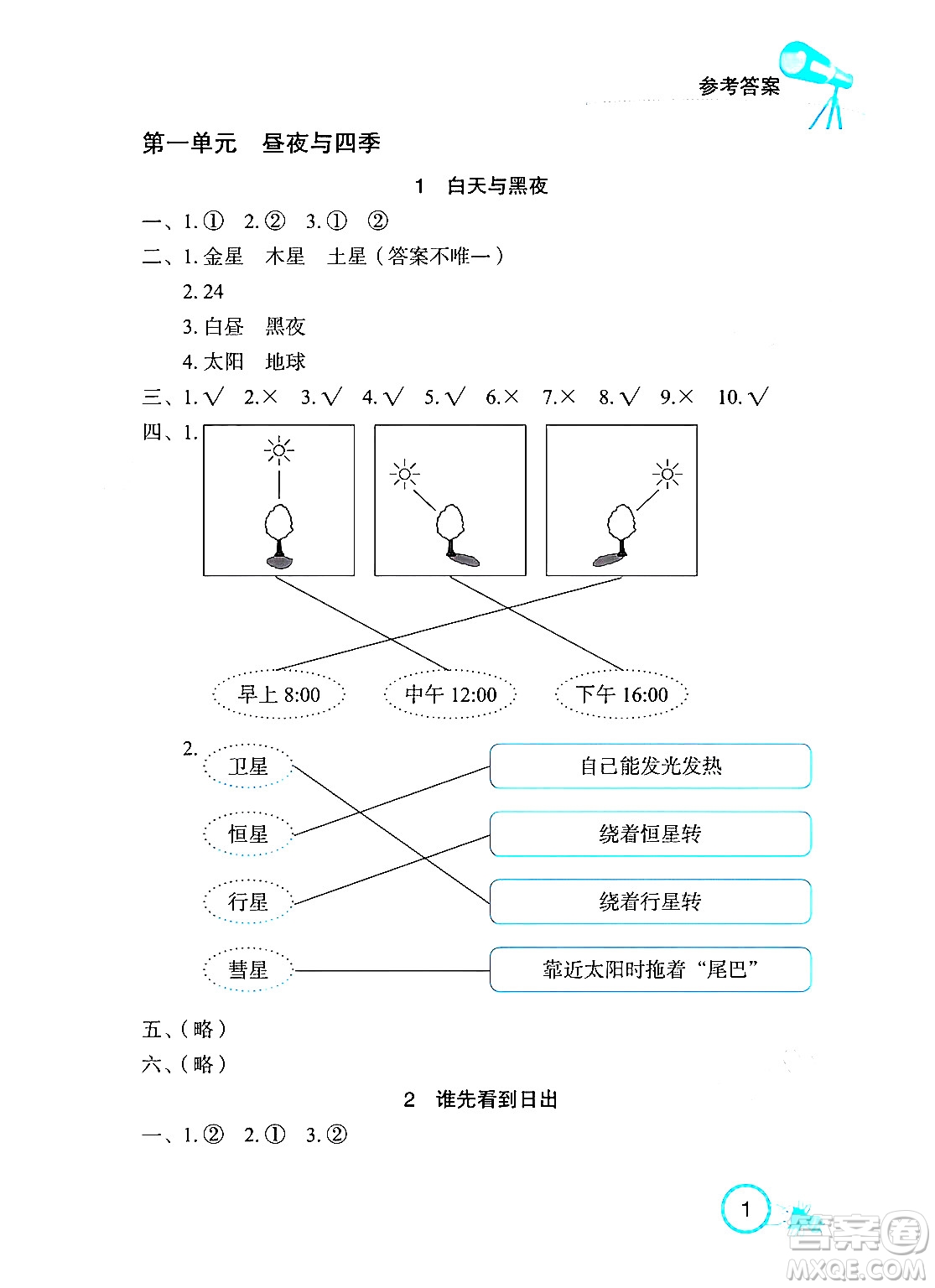 湖北教育出版社2024年春長江作業(yè)本課堂作業(yè)五年級科學(xué)下冊人教鄂教版答案