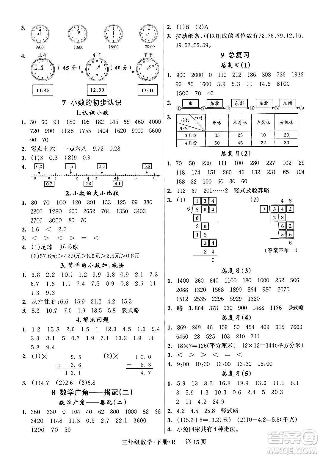 吉林教育出版社2024年春啟航新課堂三年級數(shù)學下冊人教版答案