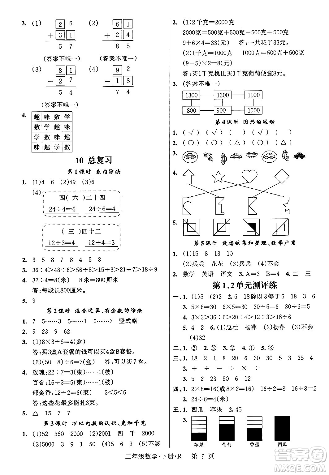 吉林教育出版社2024年春?jiǎn)⒑叫抡n堂二年級(jí)數(shù)學(xué)下冊(cè)人教版答案