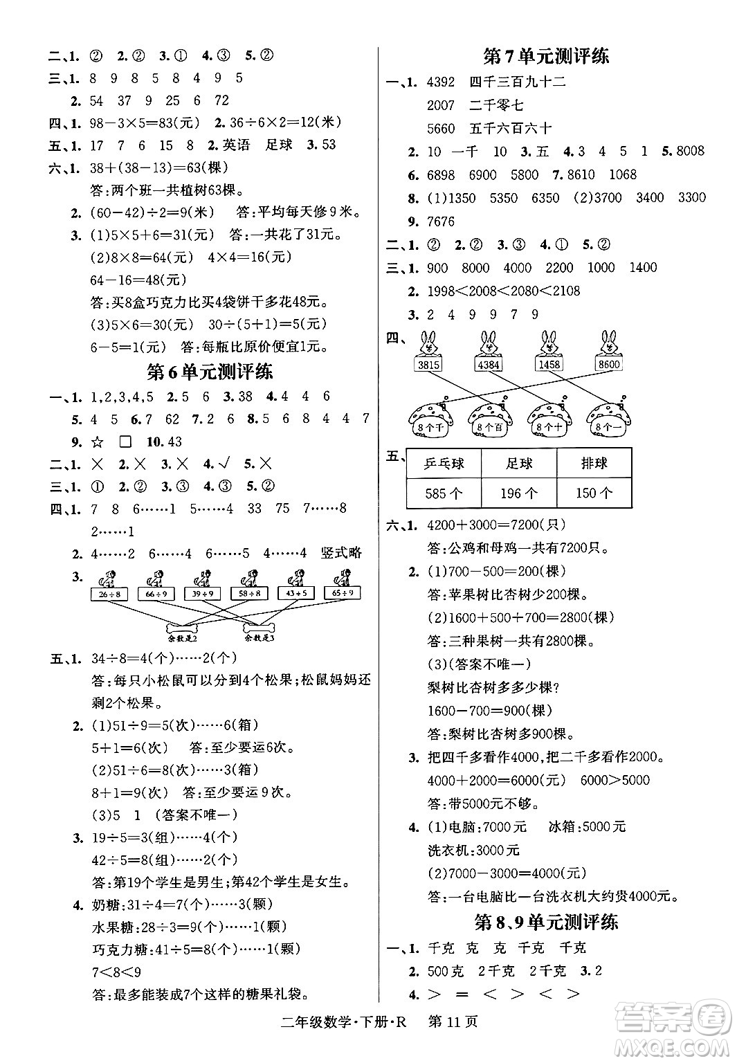 吉林教育出版社2024年春?jiǎn)⒑叫抡n堂二年級(jí)數(shù)學(xué)下冊(cè)人教版答案