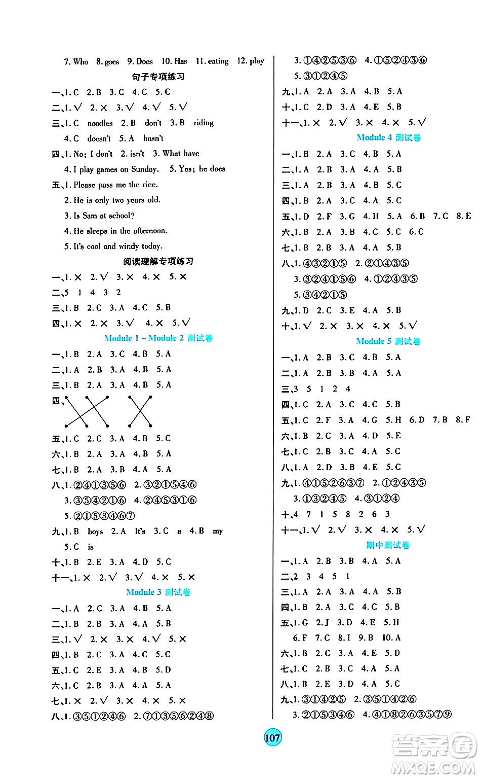 天津科學(xué)技術(shù)出版社2024年春云頂課堂三年級英語下冊外研版答案