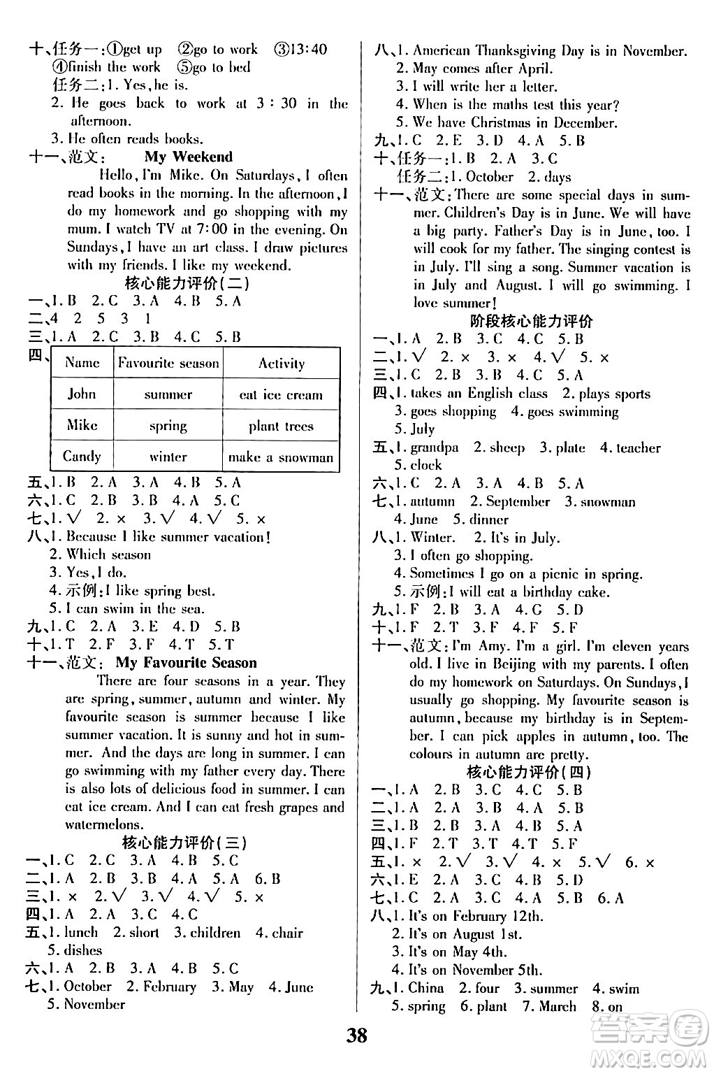 沈陽出版社2024年春培優(yōu)小狀元優(yōu)秀三好生分層作業(yè)五年級(jí)英語下冊(cè)通用版答案