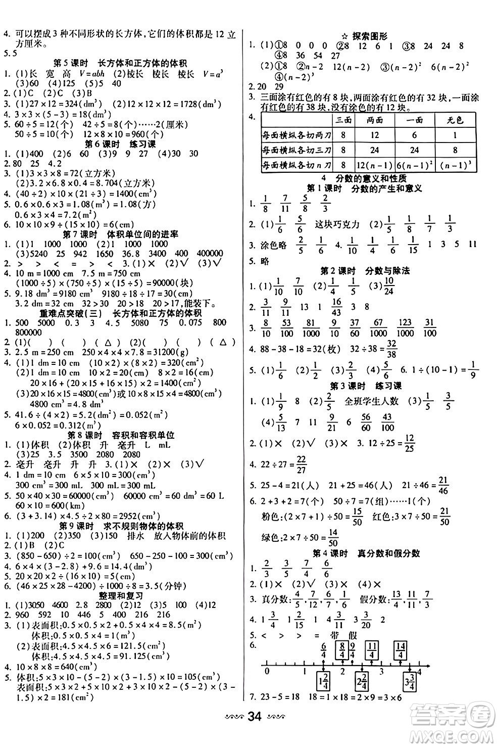 河北少年兒童出版社出版社2024年春輕松練一線課堂五年級數(shù)學(xué)下冊人教版答案