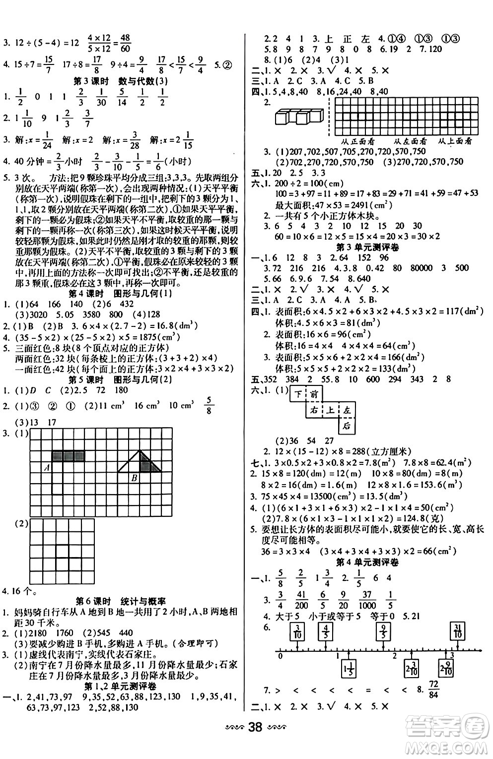 河北少年兒童出版社出版社2024年春輕松練一線課堂五年級數(shù)學(xué)下冊人教版答案