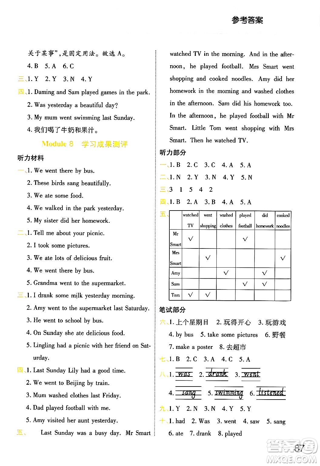 陜西師范大學出版總社有限公司2024年春黃岡同步練一日一練四年級英語下冊外研版三起點答案