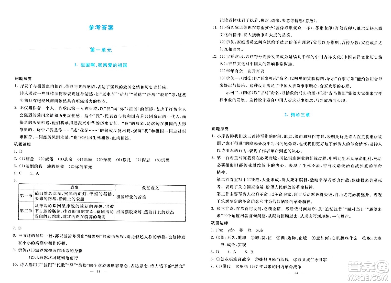 語文出版社2024年春語文同步學(xué)與練九年級語文下冊通用版答案