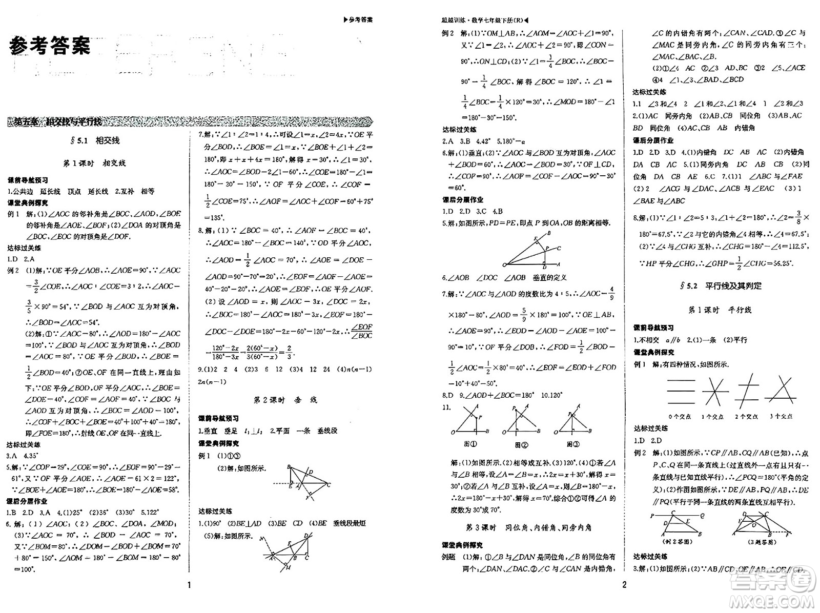 內(nèi)蒙古大學(xué)出版社2024年春超越訓(xùn)練七年級(jí)數(shù)學(xué)下冊(cè)人教版答案