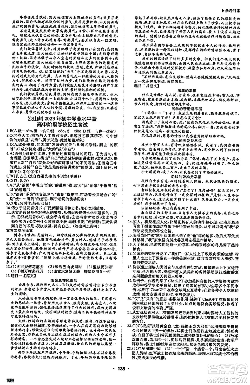 內(nèi)蒙古大學(xué)出版社2024年春超越訓(xùn)練九年級語文下冊人教版答案