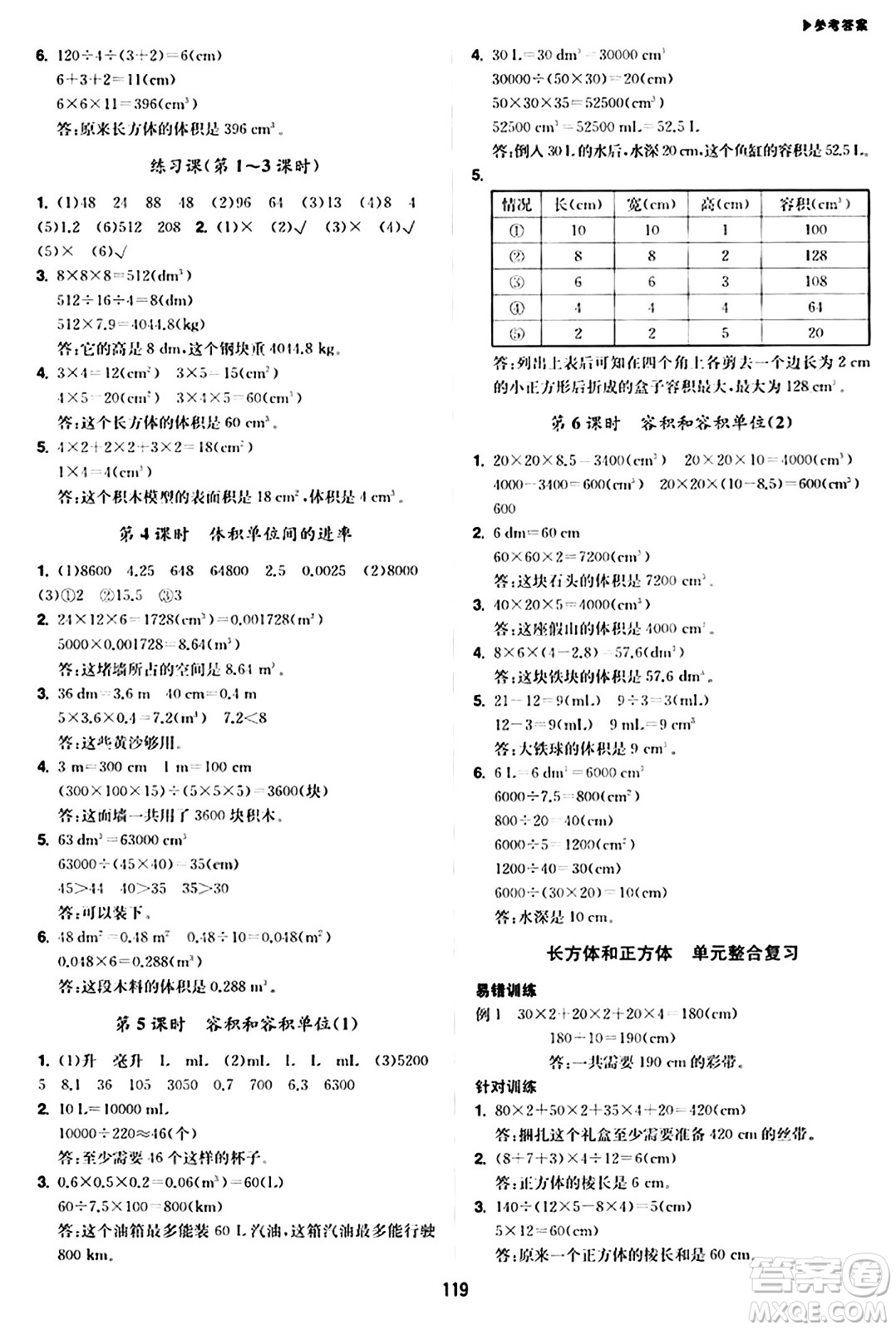 內(nèi)蒙古大學(xué)出版社2024年春超越訓(xùn)練五年級數(shù)學(xué)下冊人教版答案