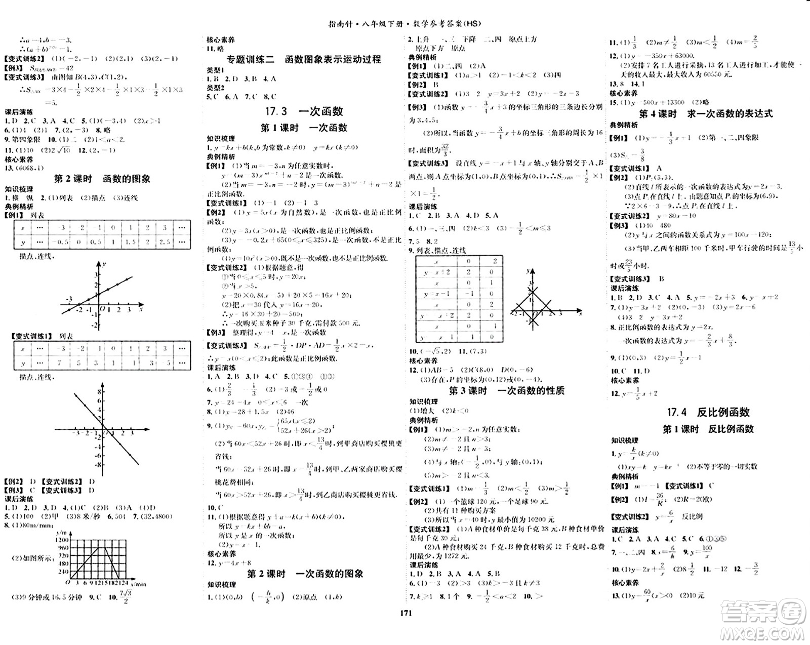 吉林教育出版社2024年春指南針課堂優(yōu)化八年級數(shù)學下冊華師版答案