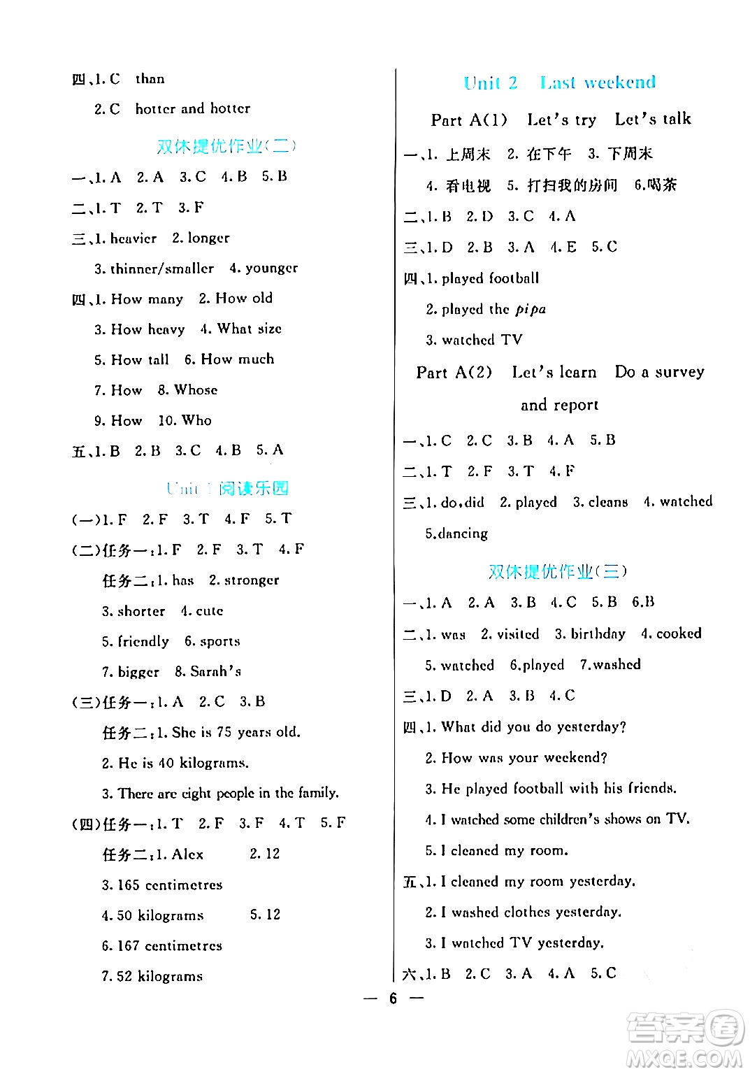 陽(yáng)光出版社2024年春亮點(diǎn)激活提優(yōu)天天練六年級(jí)英語(yǔ)下冊(cè)人教版答案