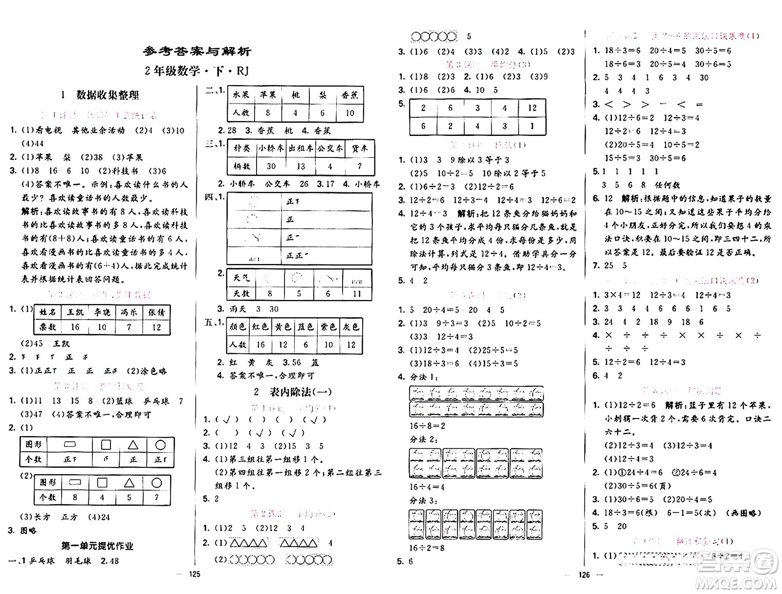 陽光出版社2024年春亮點激活提優(yōu)天天練二年級數學下冊人教版山東專版答案