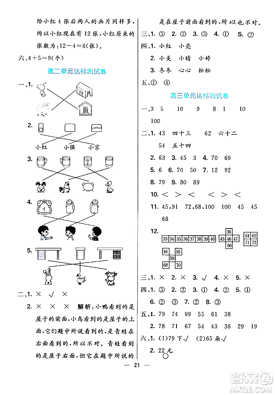 陽(yáng)光出版社2024年春亮點(diǎn)激活提優(yōu)天天練一年級(jí)數(shù)學(xué)下冊(cè)北師大版答案