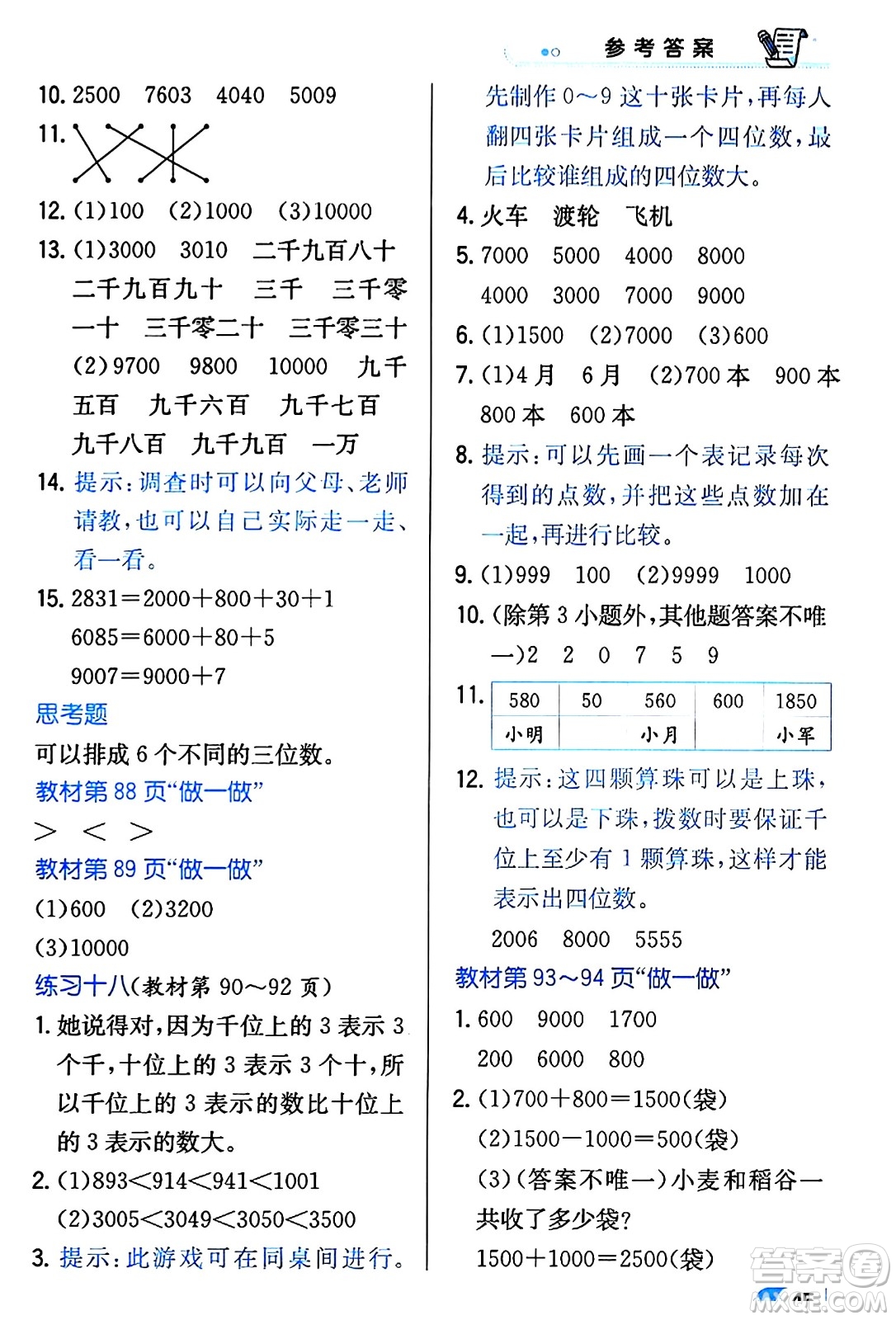 遼海出版社2024年春解透教材二年級數(shù)學(xué)下冊人教版答案