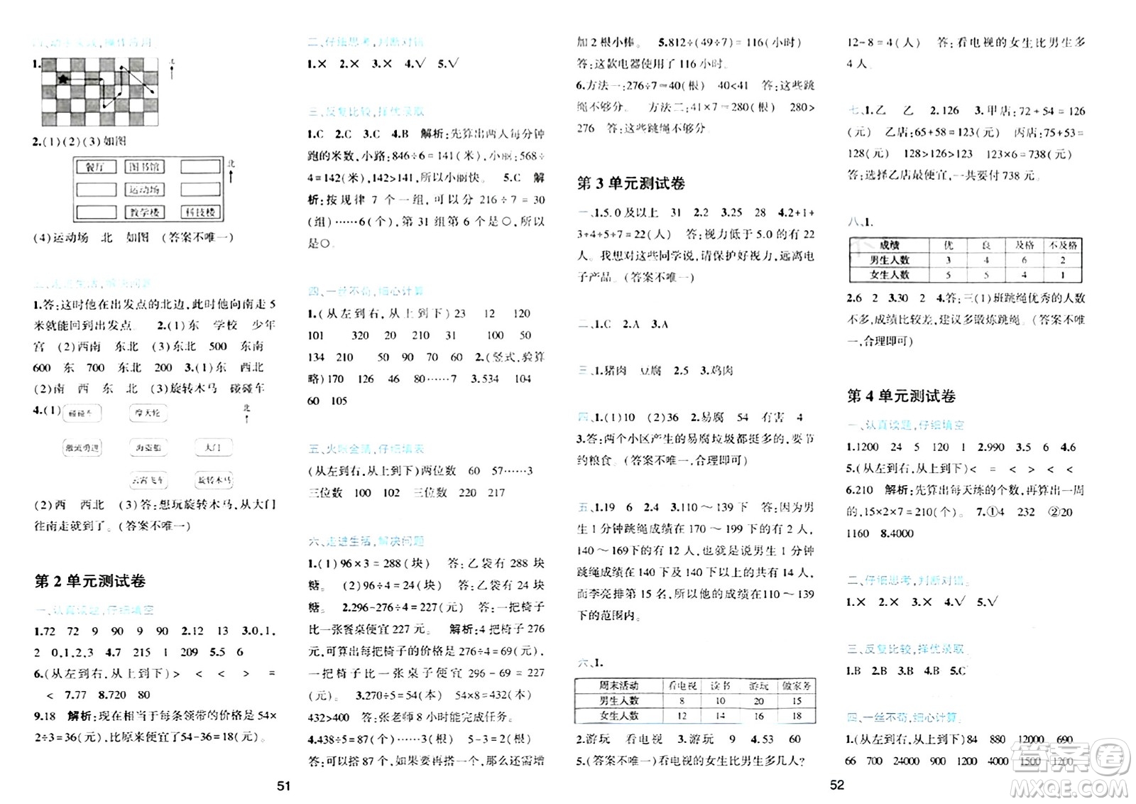 浙江教育出版社2024年春精準學與練三年級數(shù)學下冊人教版答案