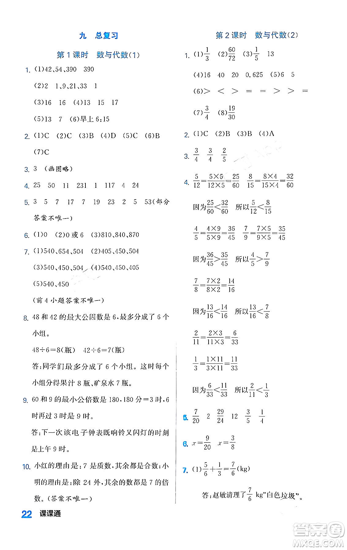 合肥工業(yè)大學(xué)出版社2024年春黃岡課課通同步隨堂檢測(cè)五年級(jí)數(shù)學(xué)下冊(cè)人教版答案