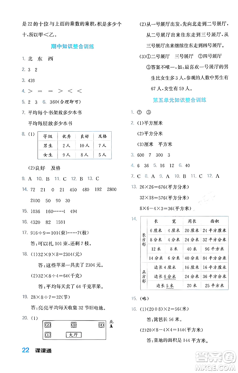 合肥工業(yè)大學(xué)出版社2024年春黃岡課課通同步隨堂檢測三年級(jí)數(shù)學(xué)下冊人教版答案