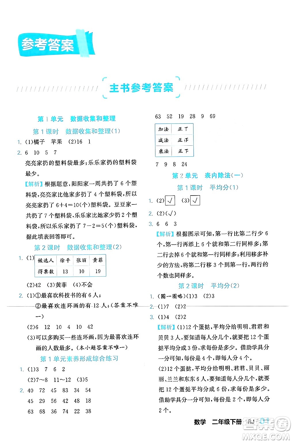 合肥工業(yè)大學(xué)出版社2024年春黃岡課課通同步隨堂檢測(cè)二年級(jí)數(shù)學(xué)下冊(cè)人教版答案