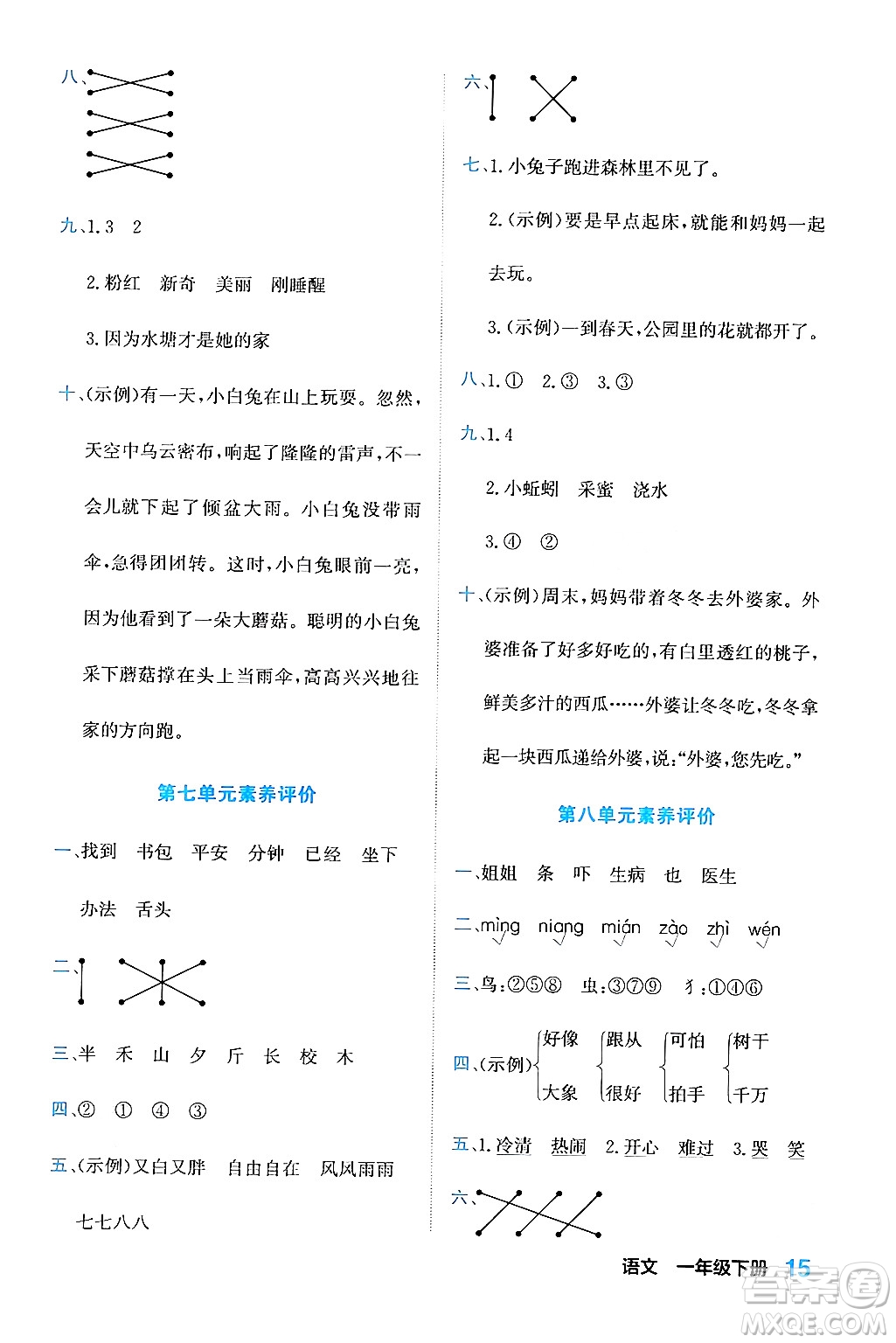 合肥工業(yè)大學(xué)出版社2024年春黃岡課課通同步隨堂檢測一年級(jí)語文下冊(cè)通用版答案