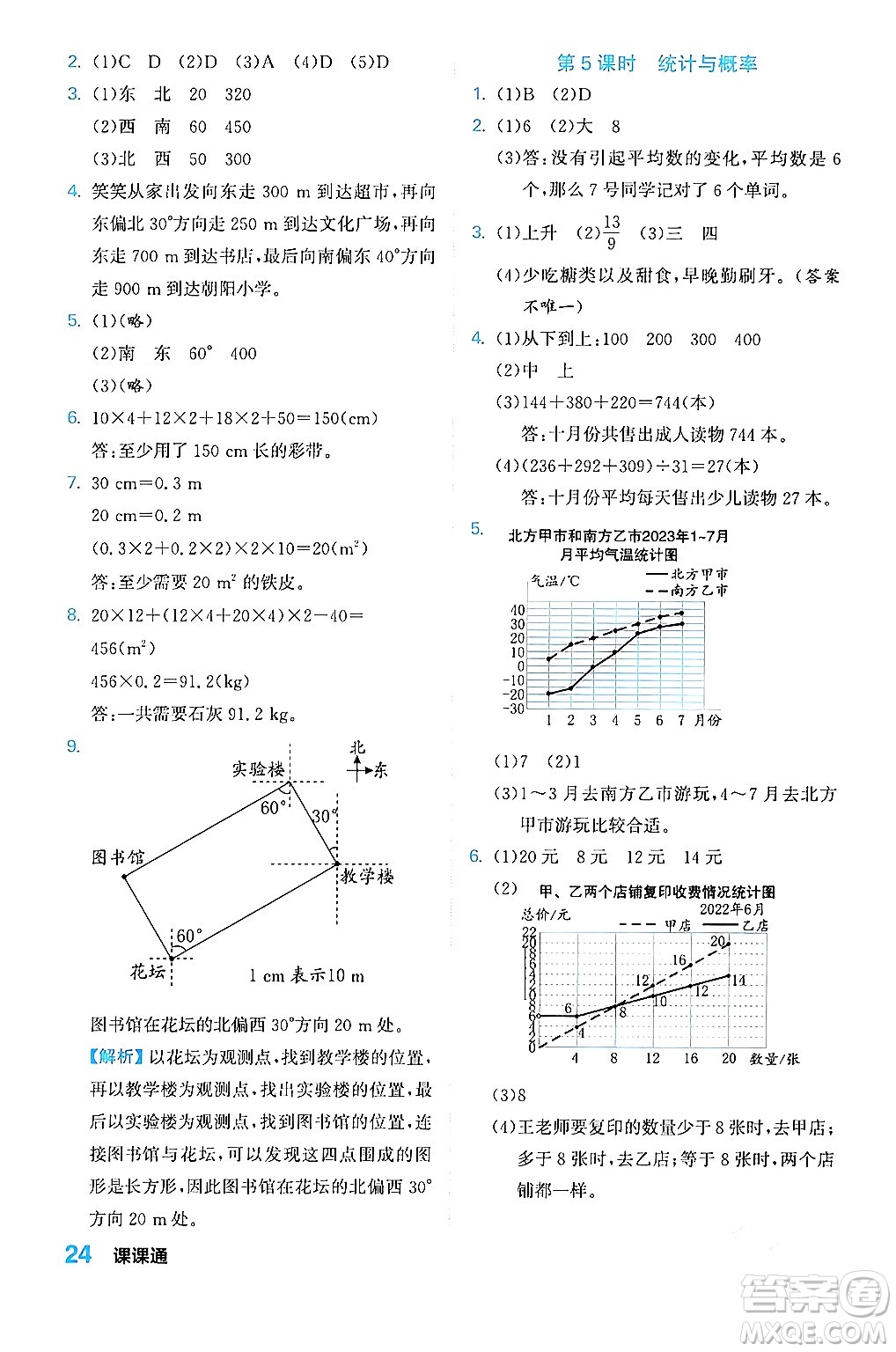 合肥工業(yè)大學(xué)出版社2024年春黃岡課課通同步隨堂檢測(cè)五年級(jí)數(shù)學(xué)下冊(cè)北師大版答案