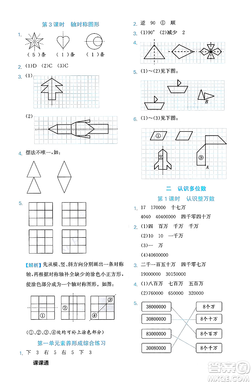 合肥工業(yè)大學出版社2024年春黃岡課課通同步隨堂檢測四年級數(shù)學下冊蘇教版答案