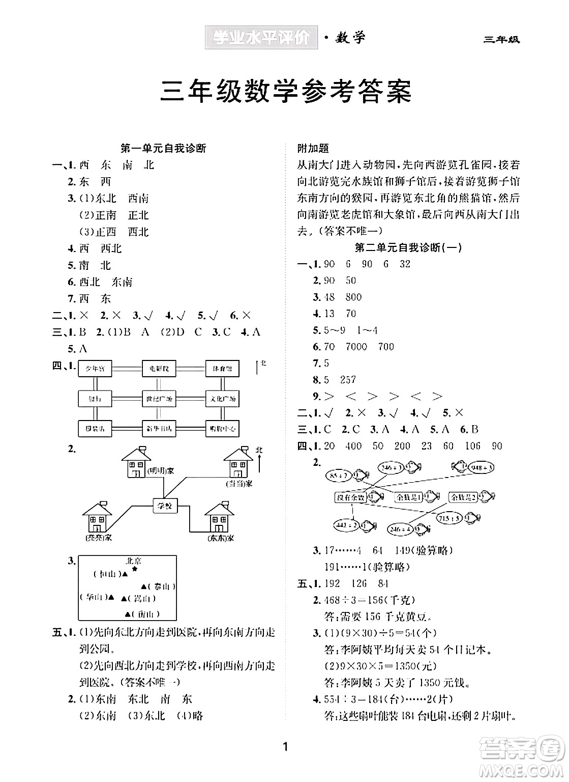 崇文書(shū)局2024年春學(xué)業(yè)水平評(píng)價(jià)核心素養(yǎng)提升專(zhuān)練三年級(jí)數(shù)學(xué)下冊(cè)人教版答案