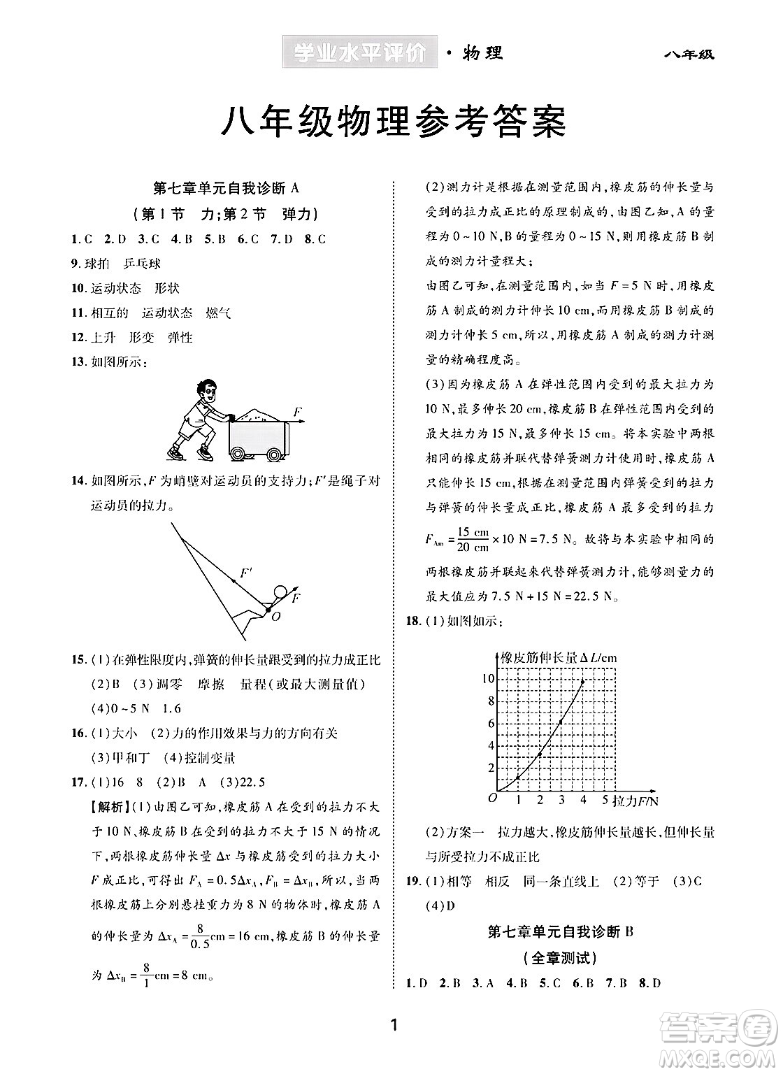 崇文書局2024年春學(xué)業(yè)水平評價核心素養(yǎng)提升專練八年級物理下冊人教版答案