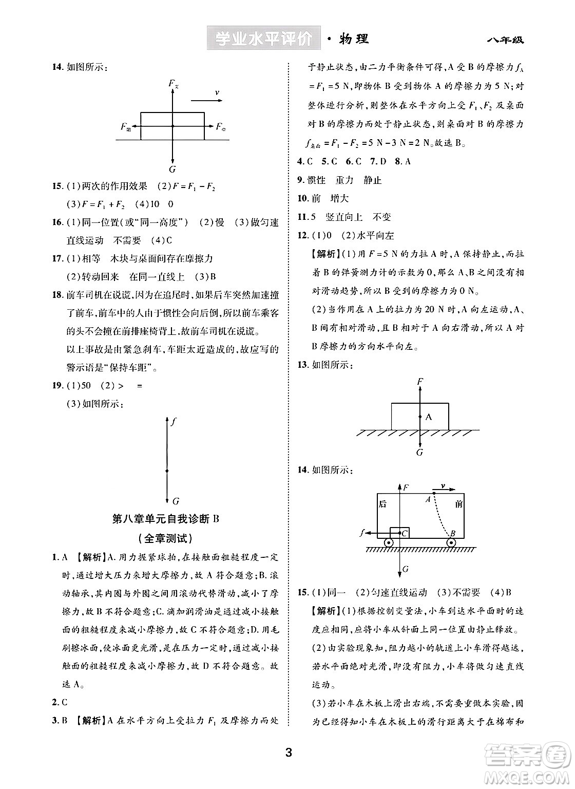 崇文書局2024年春學(xué)業(yè)水平評價核心素養(yǎng)提升專練八年級物理下冊人教版答案