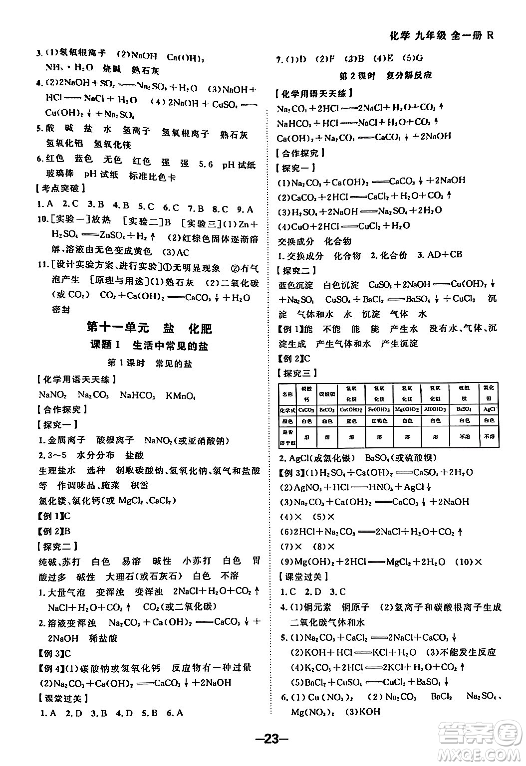 延邊大學出版社2024年春全程突破初中同步導學案九年級化學下冊人教版答案