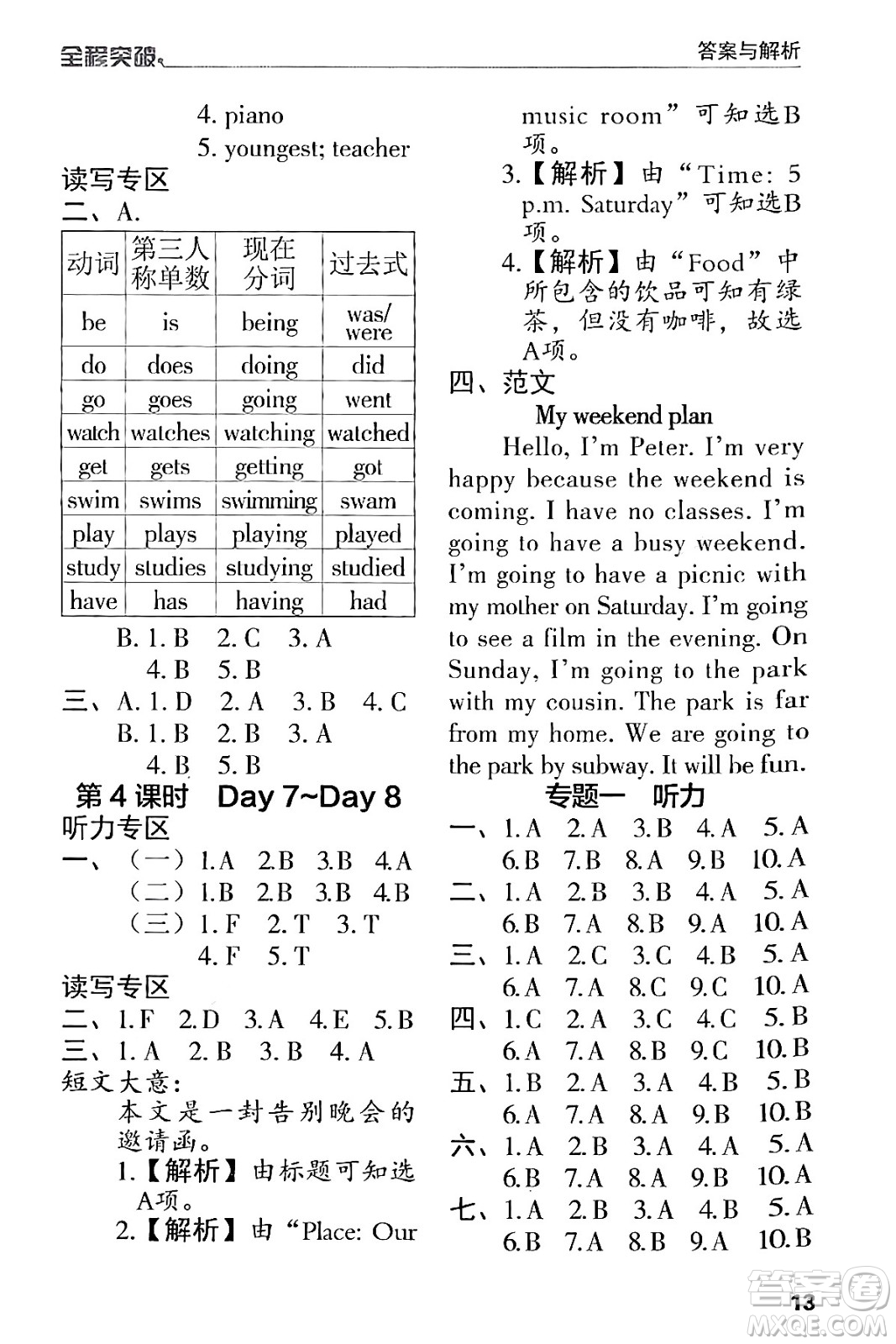 北方婦女兒童出版社2024年春全程突破六年級(jí)英語(yǔ)下冊(cè)人教版答案