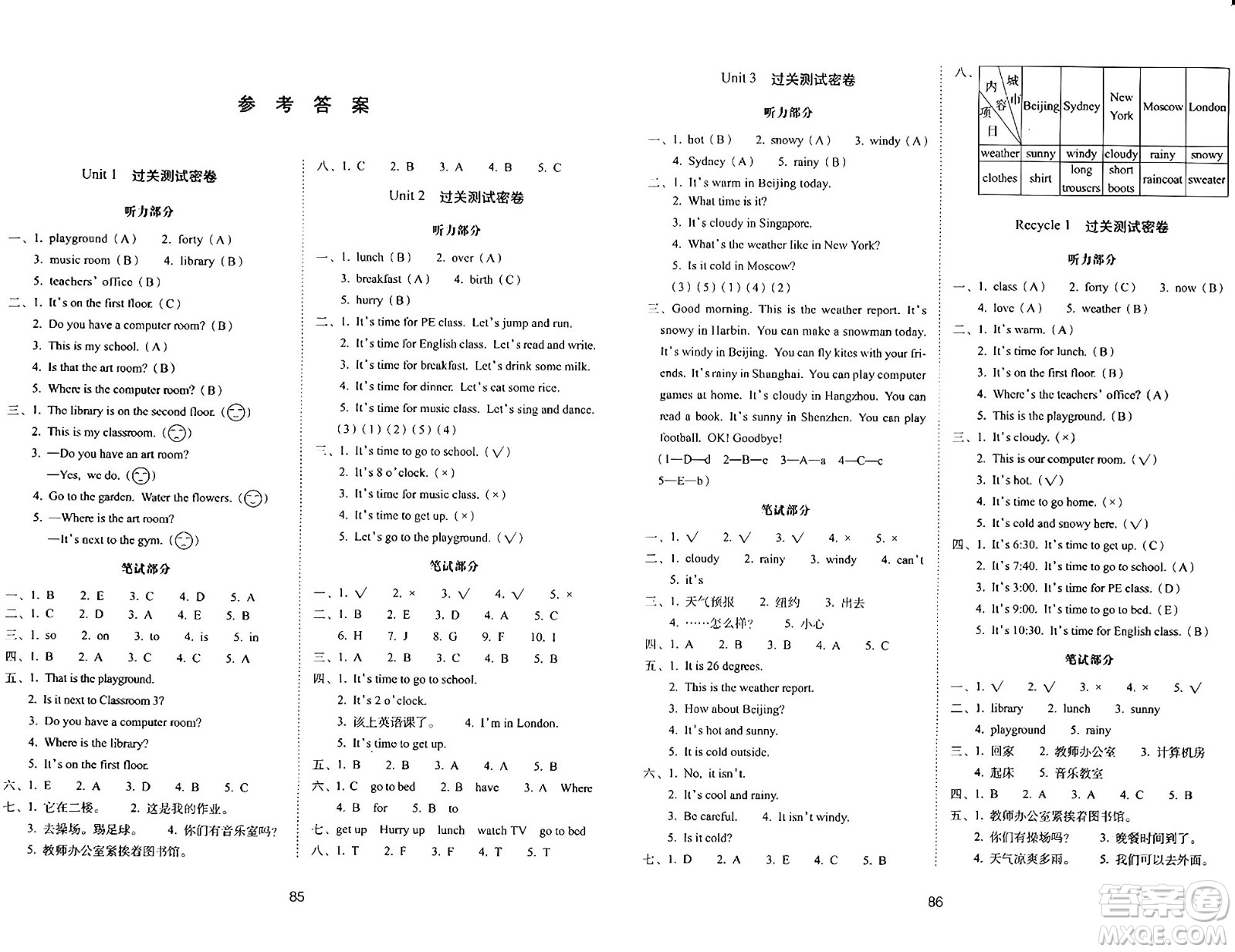 長春出版社2024年春期末沖刺100分完全試卷四年級英語下冊人教版三起點(diǎn)答案