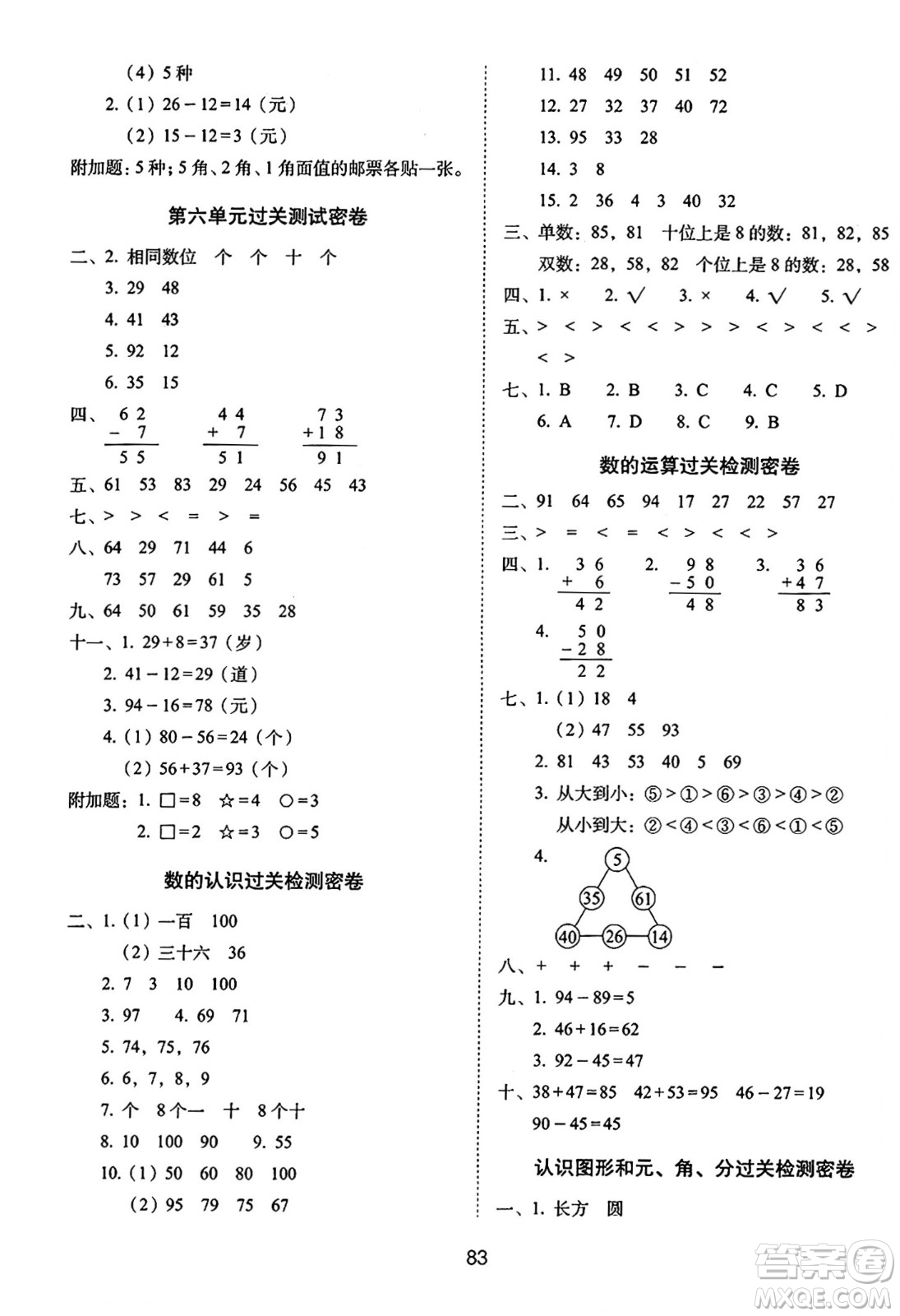 長春出版社2024年春期末沖刺100分完全試卷一年級數(shù)學(xué)下冊蘇教版答案