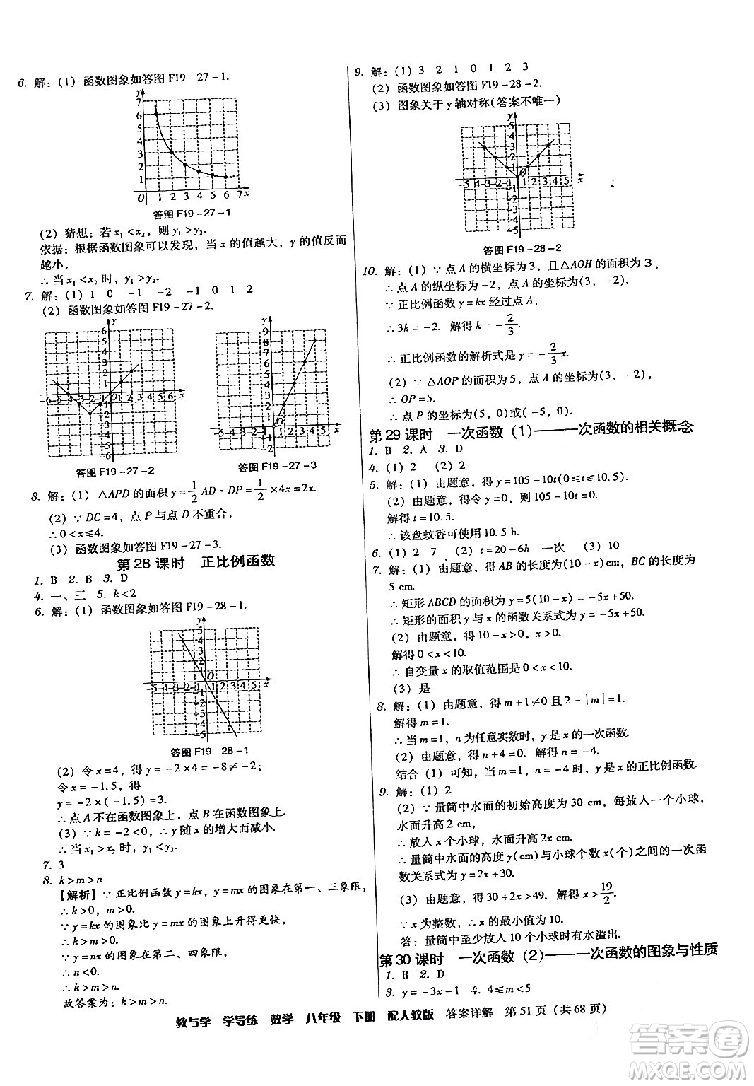 安徽人民出版社2024年春教與學學導練八年級數學下冊人教版答案