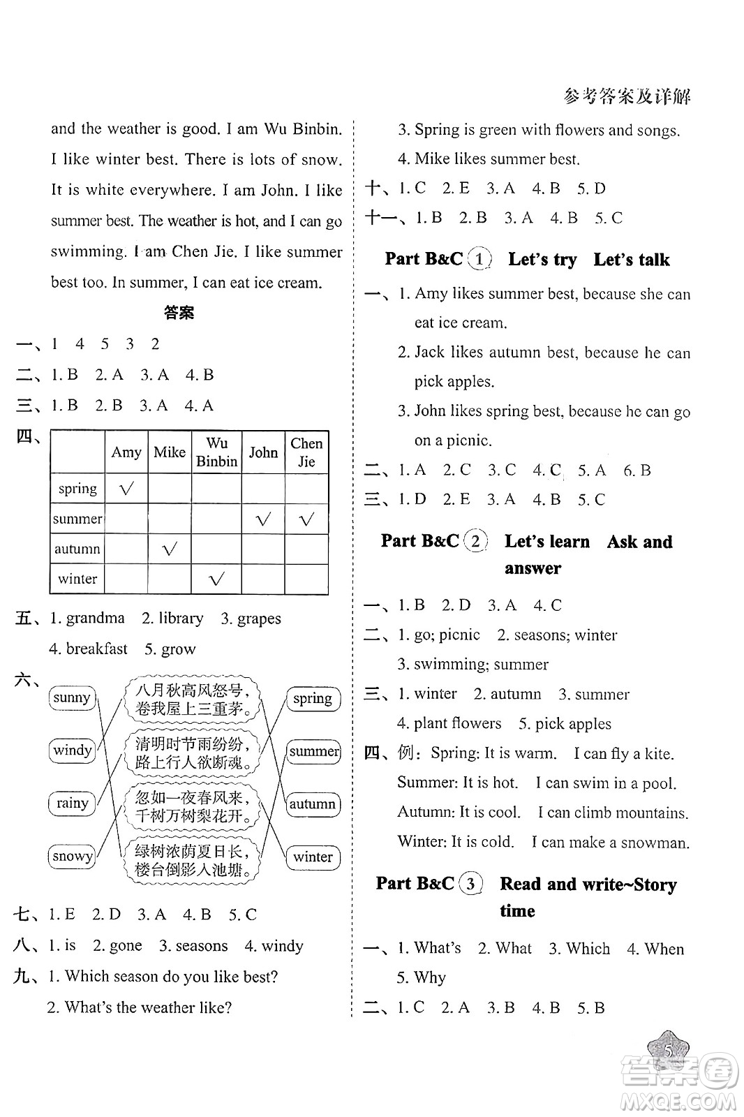 西安出版社2024年春黃岡隨堂練五年級英語下冊人教版答案