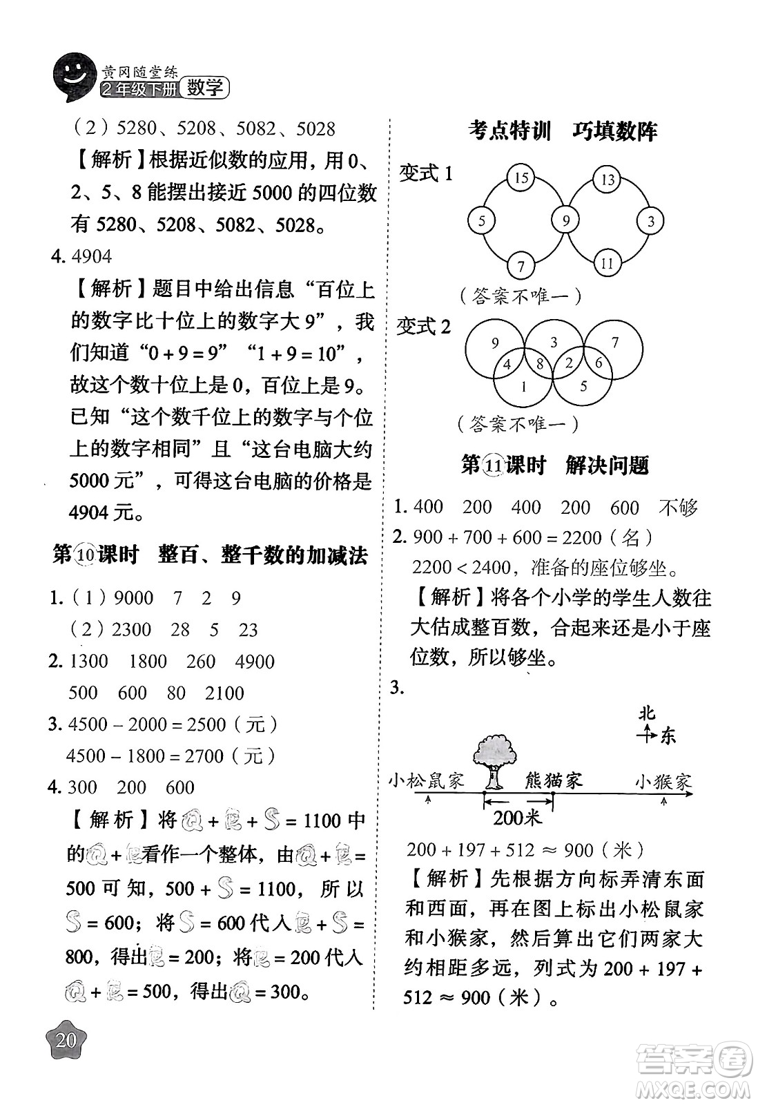 西安出版社2024年春黃岡隨堂練二年級數(shù)學下冊人教版答案