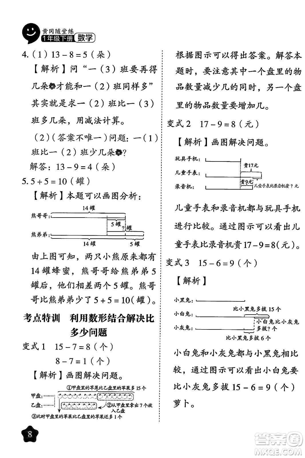 西安出版社2024年春黃岡隨堂練一年級(jí)數(shù)學(xué)下冊(cè)人教版答案