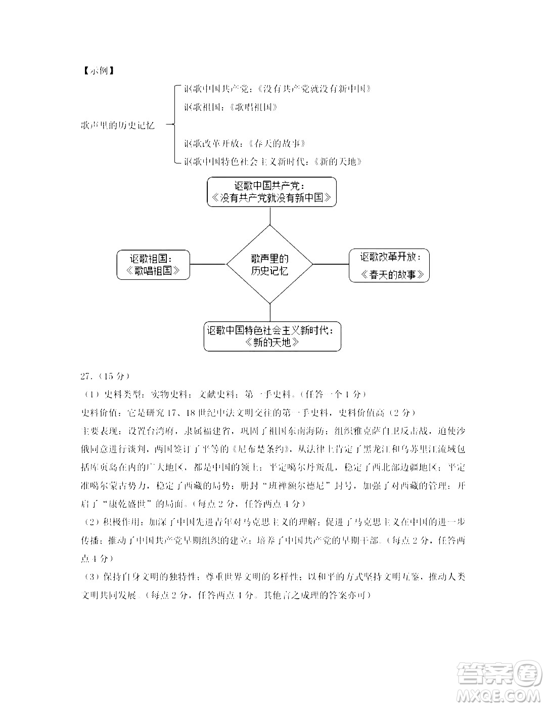 2024成都中考歷史真題答案