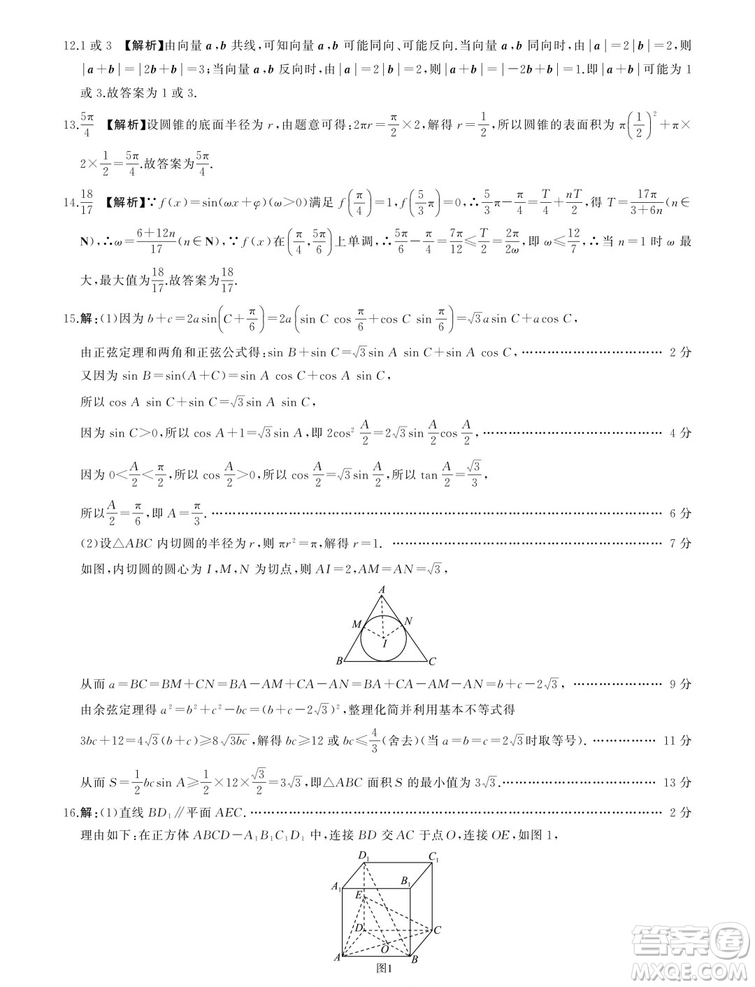 山東省2024年下學(xué)期高一年級(jí)六月期末大聯(lián)考數(shù)學(xué)試題答案