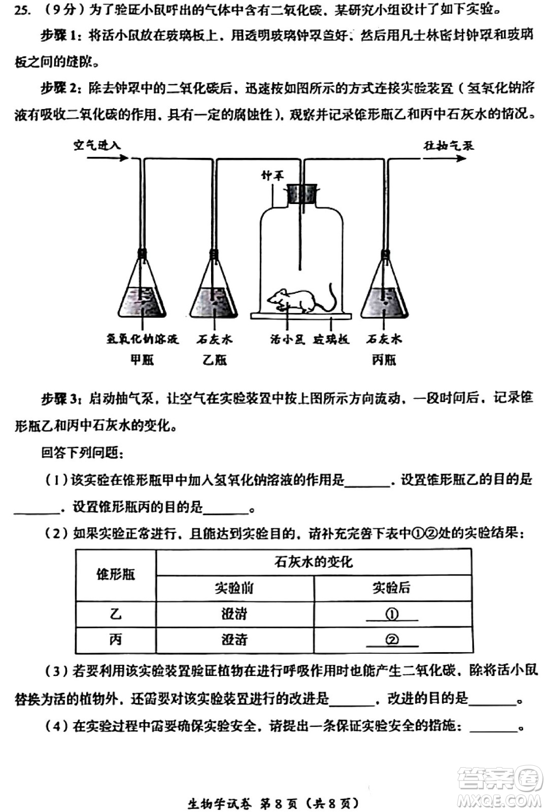 2024成都中考生物真題答案