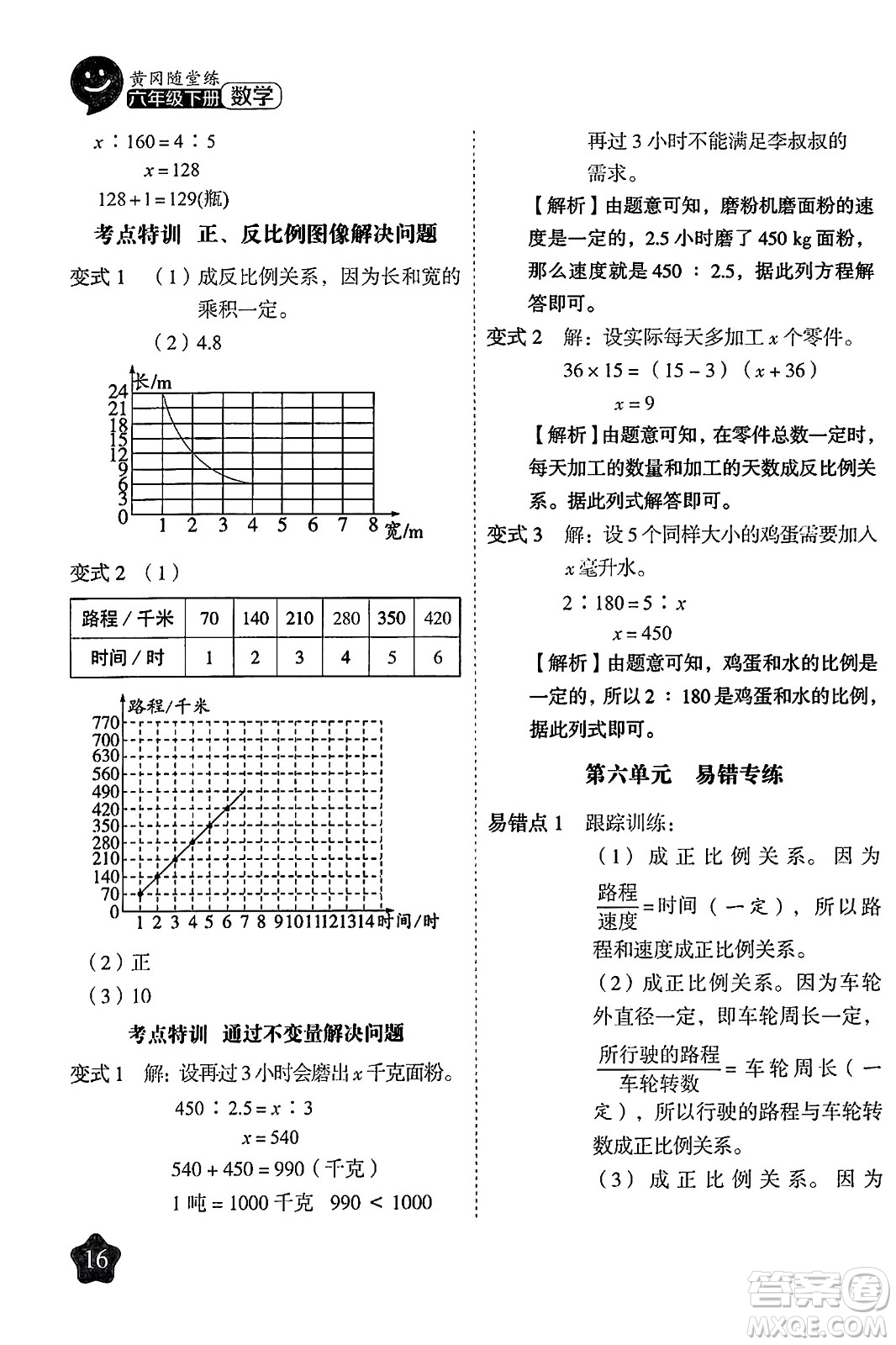 西安出版社2024年春黃岡隨堂練六年級數(shù)學(xué)下冊蘇教版答案