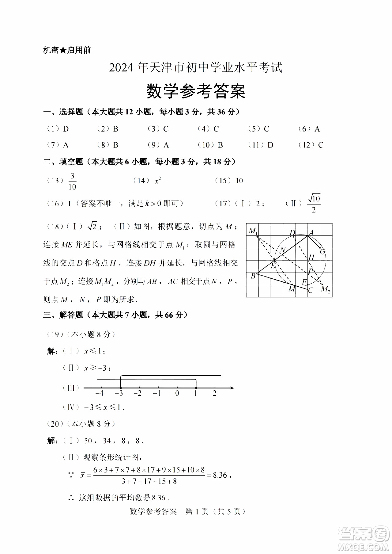 2024天津中考物理真題答案